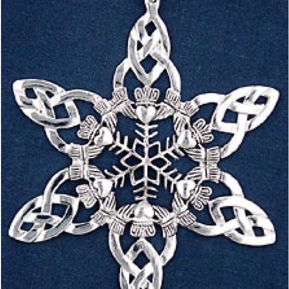 Vintage Silver Plated Pewter Celtic Claddagh Snowflake Ornament - Picture 4 of 5